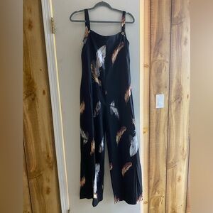 Stylish Feather Print Women's Jumpsuit